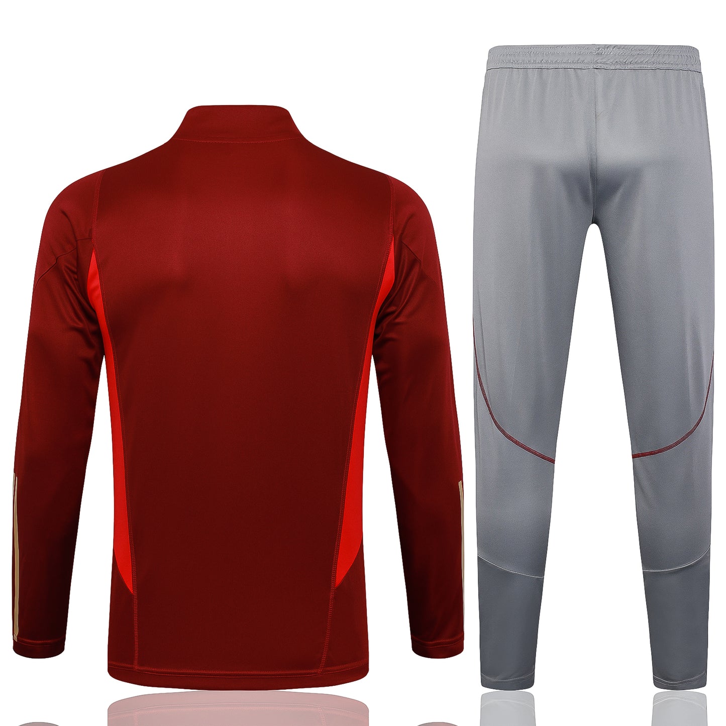 23-24 Arsenal dark red with gray pants half zipper sweater tracksuit