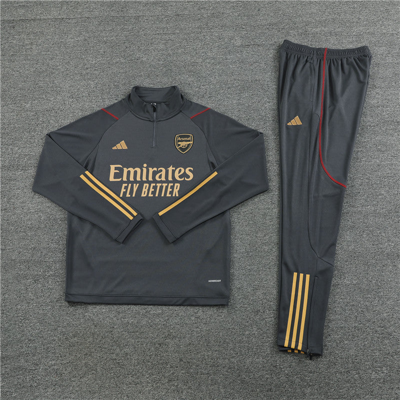 23-24 Arsenal dark gray half zipper sweater tracksuit