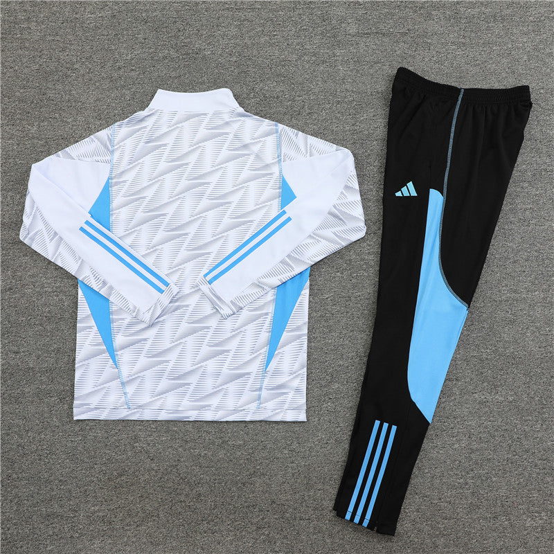 23-24 Argentina white with gray half zipper training tracksuit