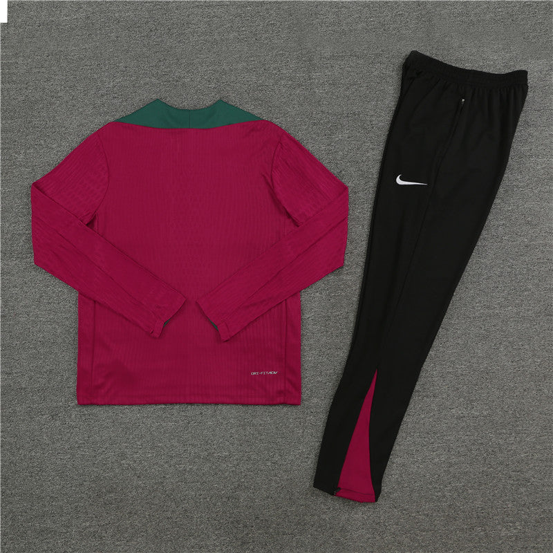 24-25 PSG red with green stripe half zipper training tracksuit