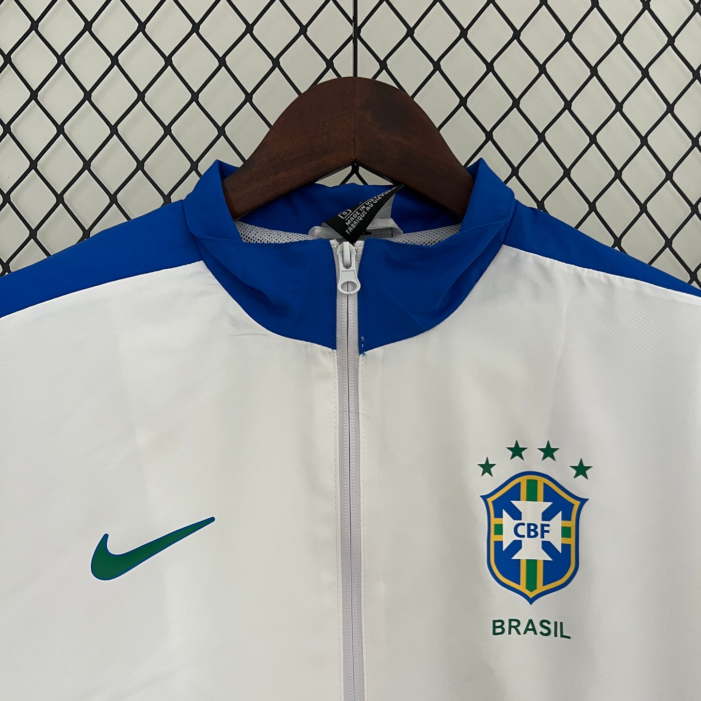 24-25 Brazil white with blue stripe windbreaker