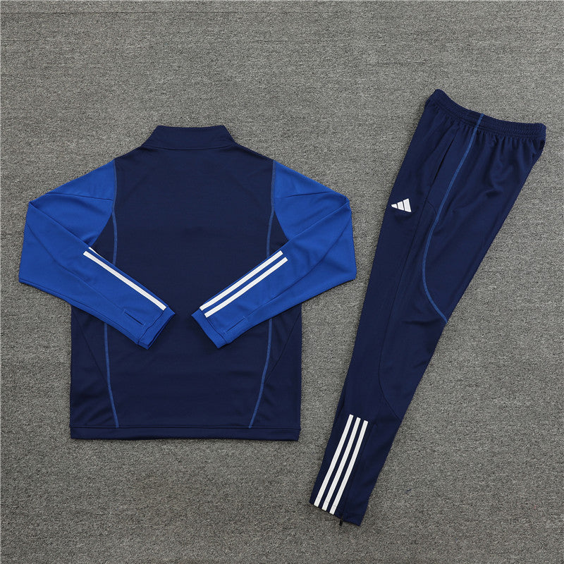 23-24 Manchester United navy blue with blue half zipper training tracksuit