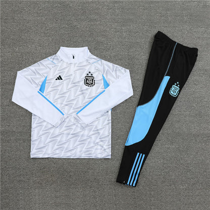 23-24 Argentina white with gray half zipper training tracksuit