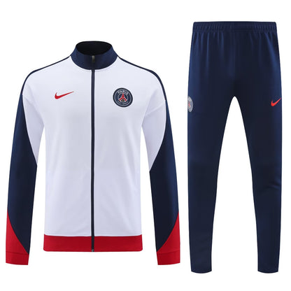 24-25 PSG white with navy blue and red full zipper jacket tracksuit