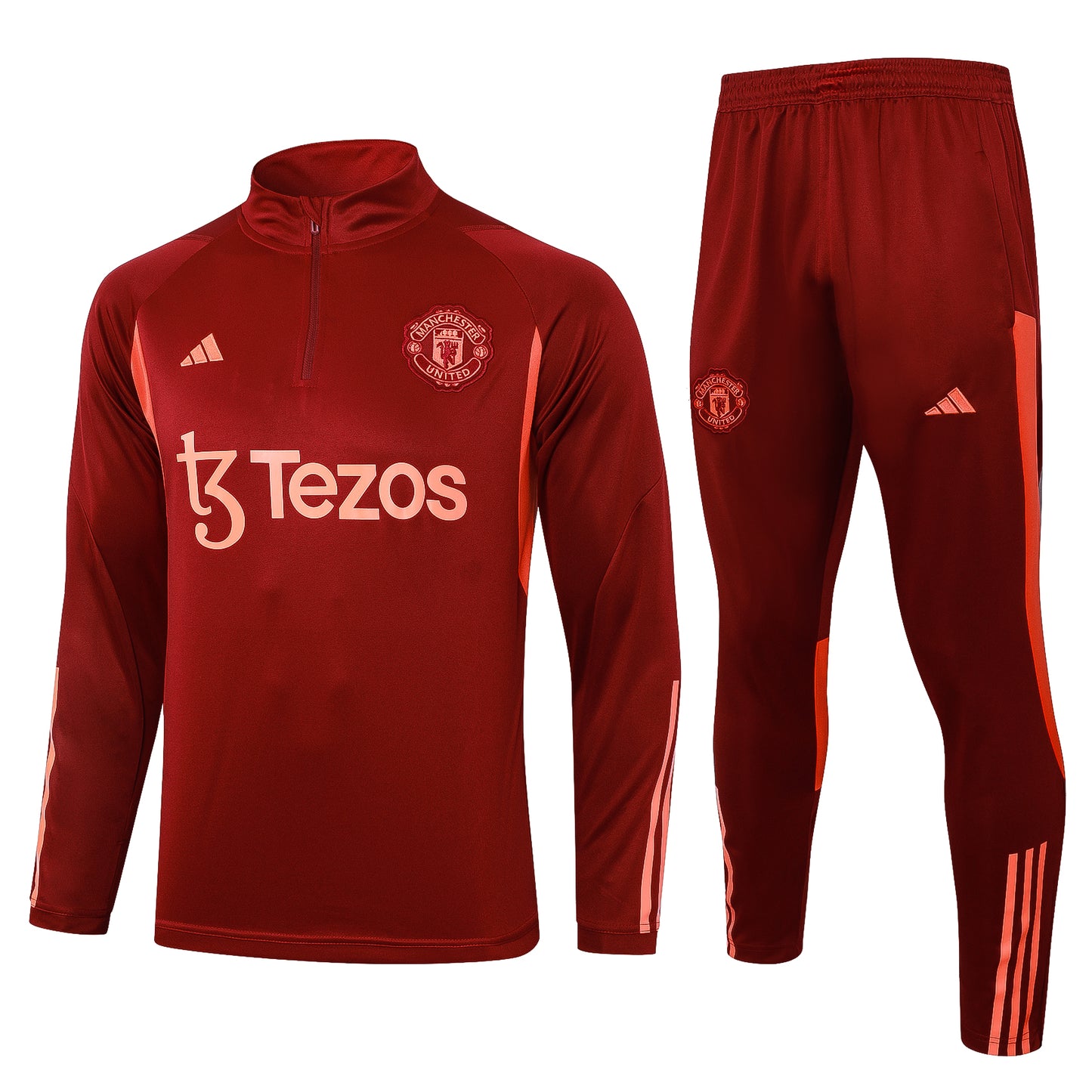 23-24 Manchester United dark red half zipper sweater tracksuit