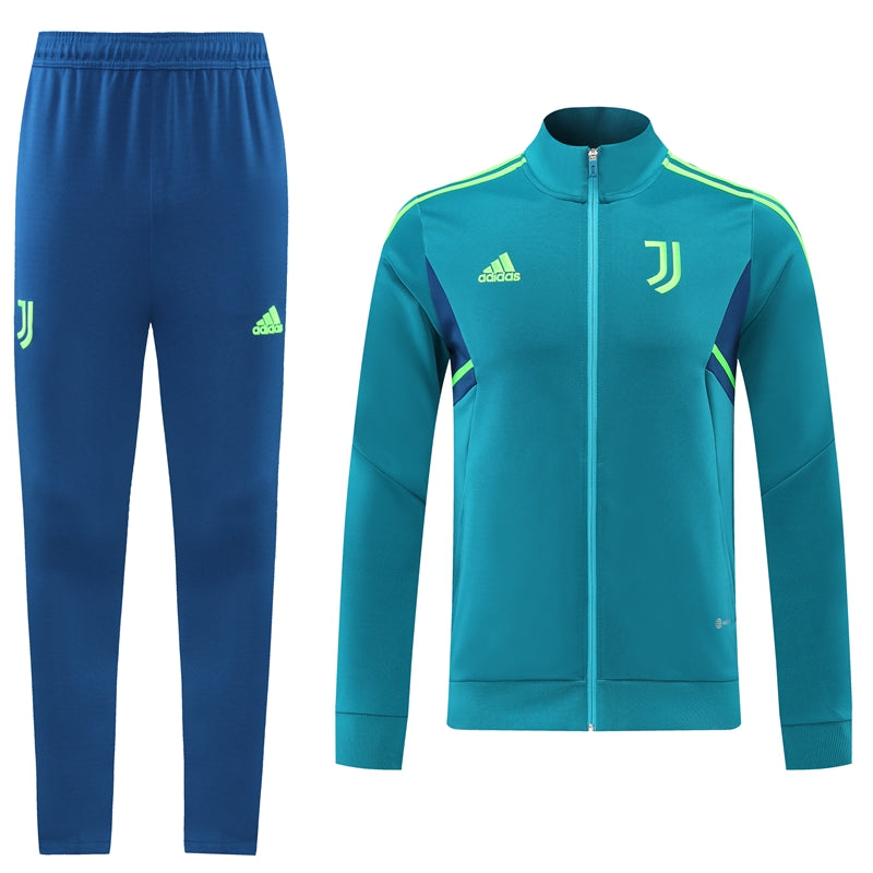 22-23 Juventus lake blue full zipper jacket tracksuit