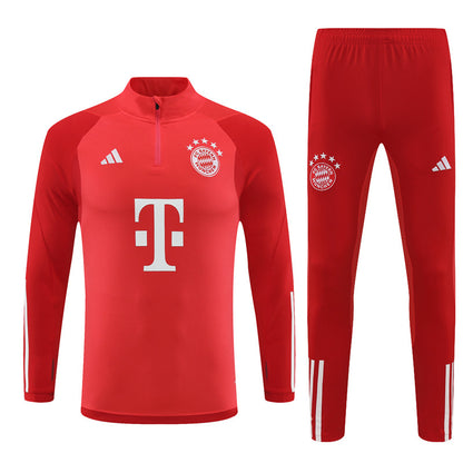 23-24 Bayern red stripe half zipper training tracksuit