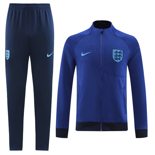 22-23 England color blue with navy blue stripe full zipper jacket tracksuit