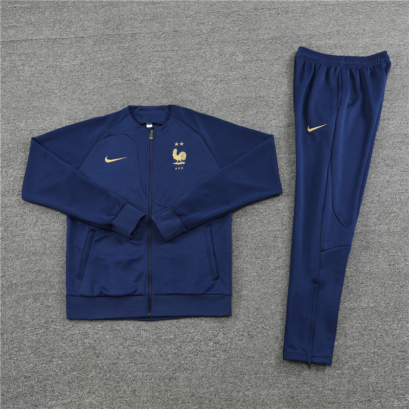 2022 France navy blue full zipper jacket tracksuit