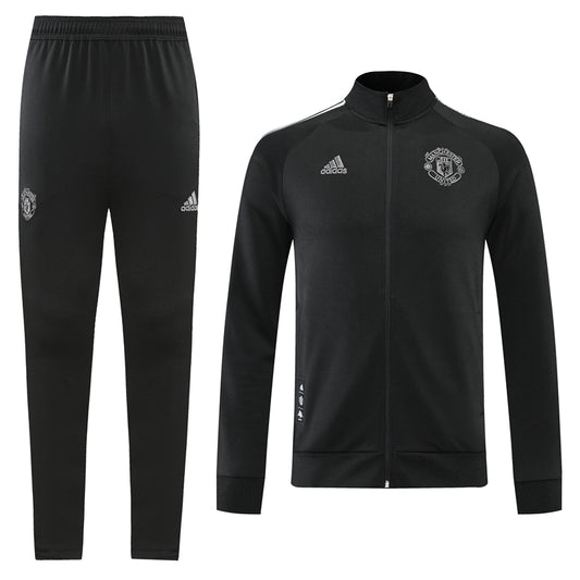 22-23 Manchester United black full zipper jacket tracksuit