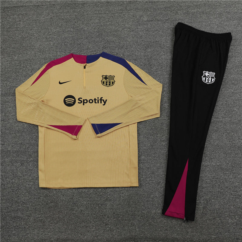 24-25 Barcelona gold half zipper training tracksuit