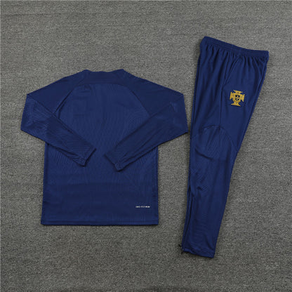 23-24 Portugal navy blue half zipper sweater tracksuit