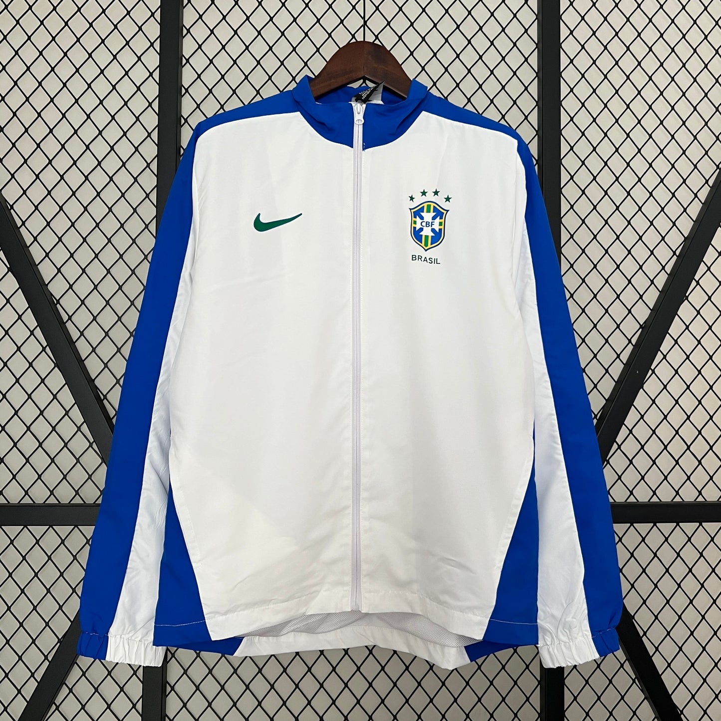 24-25 Brazil white with blue stripe windbreaker