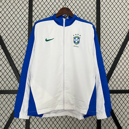 24-25 Brazil white with blue stripe windbreaker