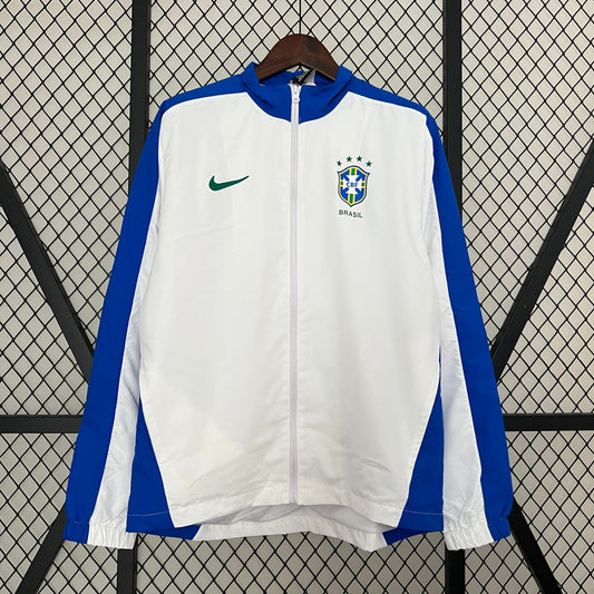 24-25 Brazil white with blue stripe windbreaker