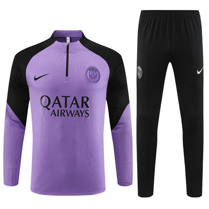 23-24 PSG purple with black half zipper sweater tracksuit