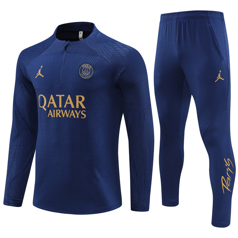 23-24 PSG Jordan navy blue half zipper training tracksuit