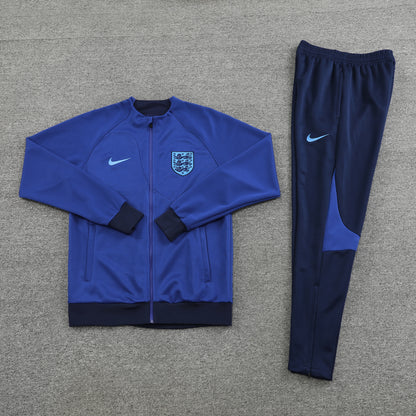 22-23 England color blue with navy blue stripe full zipper jacket tracksuit