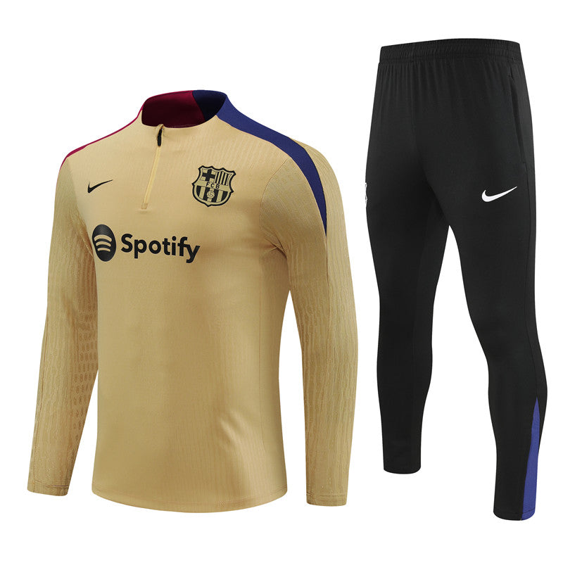 24-25 Barcelona gold half zipper training tracksuit