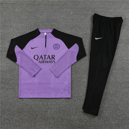 23-24 PSG purple with black half zipper sweater tracksuit