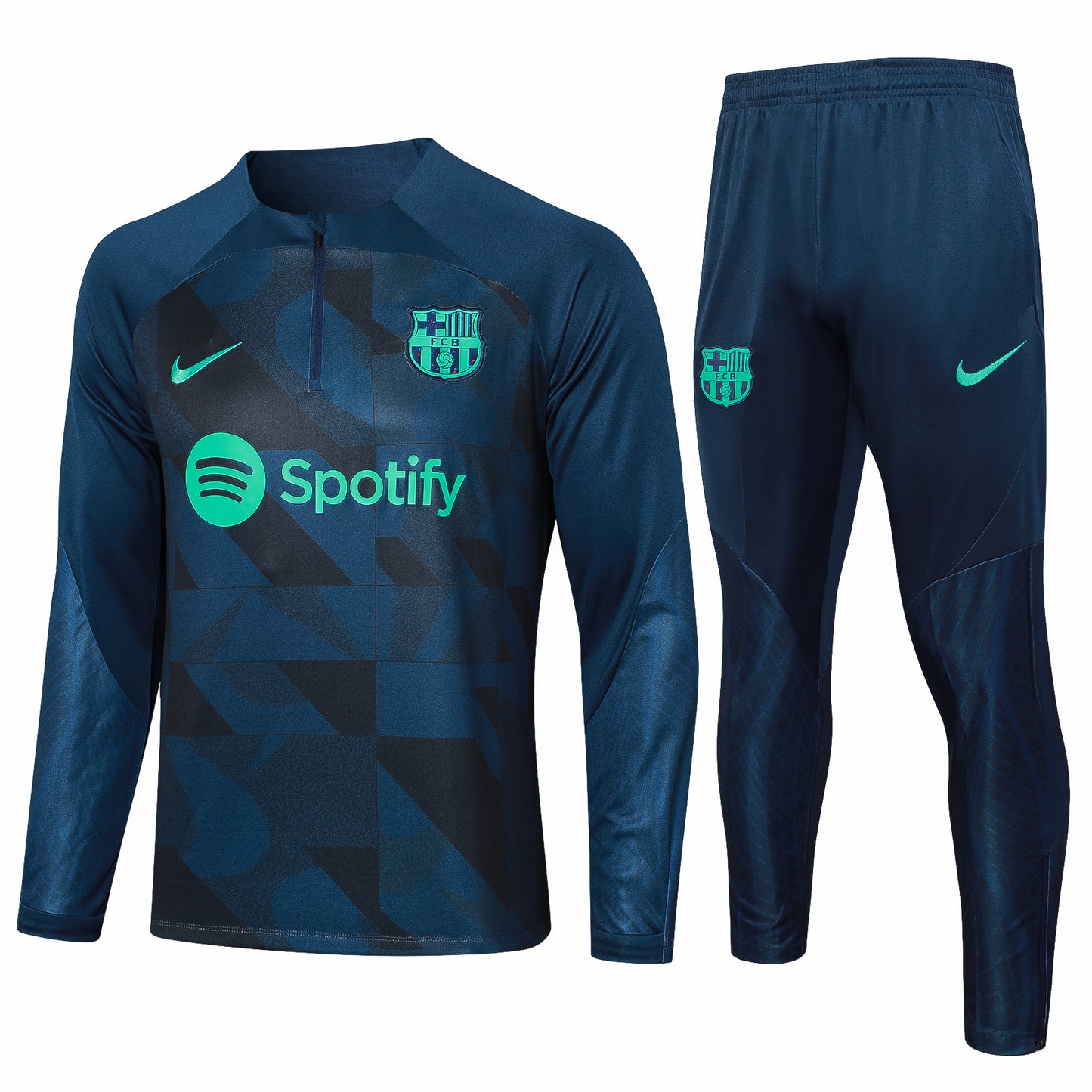 23-24 Barcelona navy blue half zipper sweater tracksuit