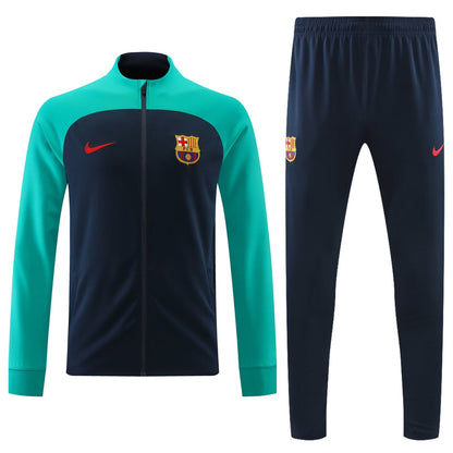 22-23 Barcelona navy blue with green full zipper jacket tracksuit