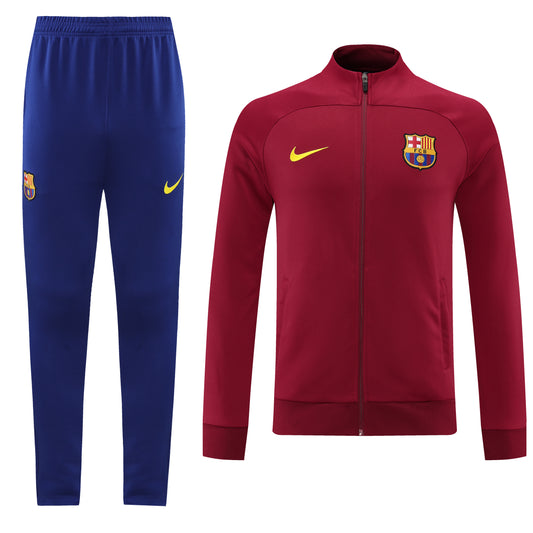 22-23 Barcelona dark red full zipper jacket tracksuit