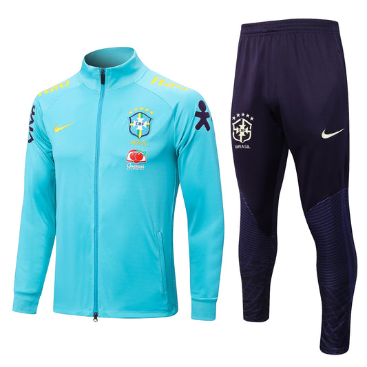 22-23 Brazil light blue full zipper jacket tracksuit