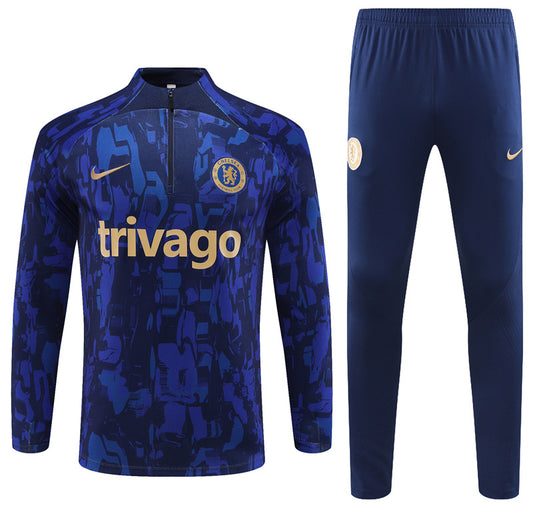 23-24 Chelsea blue half zipper training tracksuit