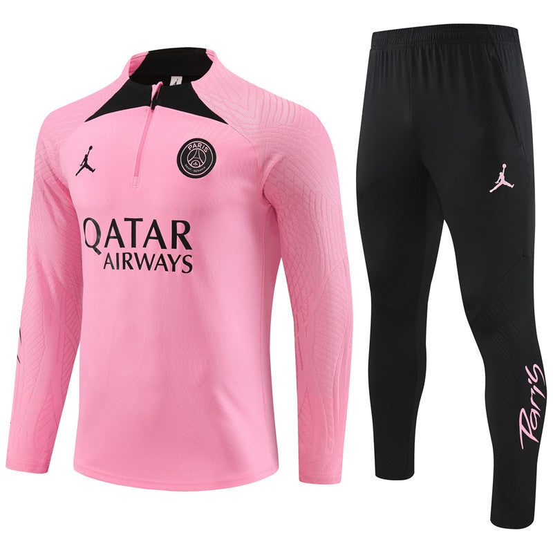 23-24 PSG Jordan pink half zipper sweater tracksuit