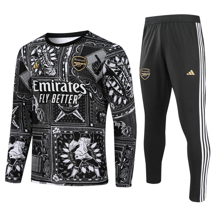 23-24 Arsenal Graffiti version round collar black training sweater tracksuit