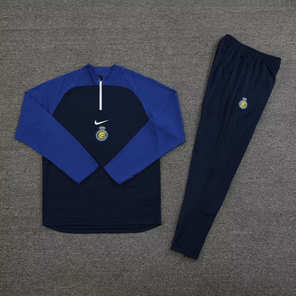 23-24 Al-Nassr navy blue with color blue arm half zipper sweater tracksuit