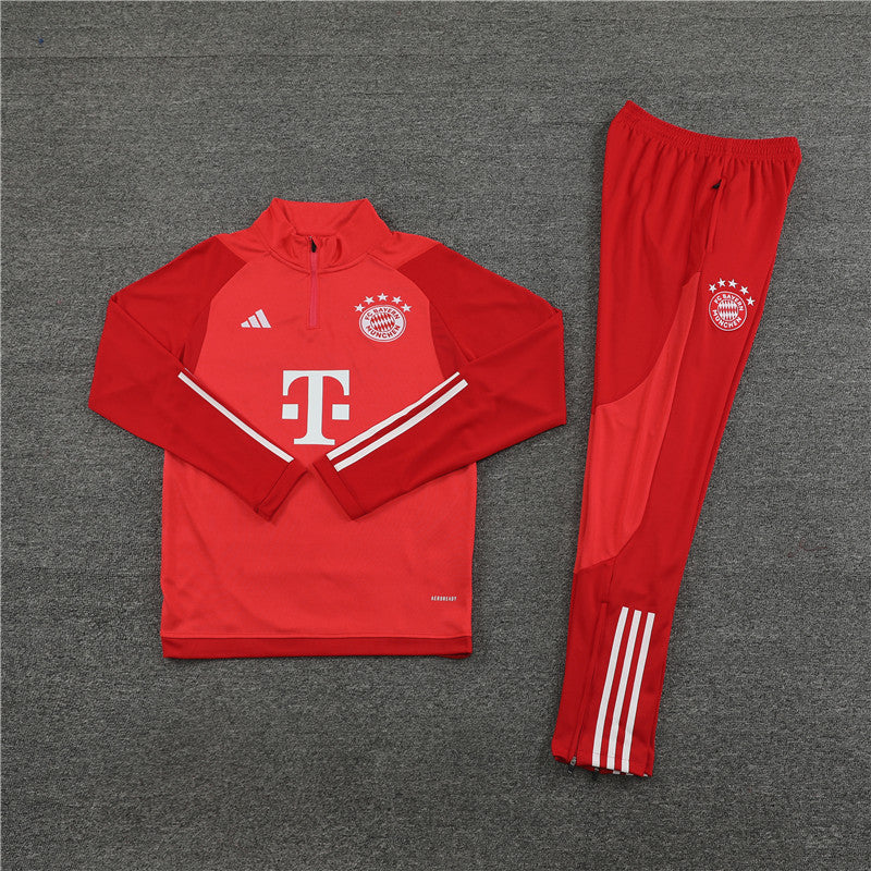 23-24 Bayern red stripe half zipper training tracksuit