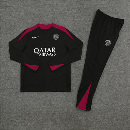 24-25 PSG black with red stripe half zipper training tracksuit