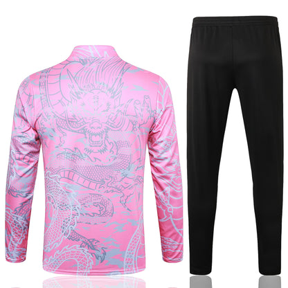 23-24 Real Madrid pink with dragon half zipper training tracksuit