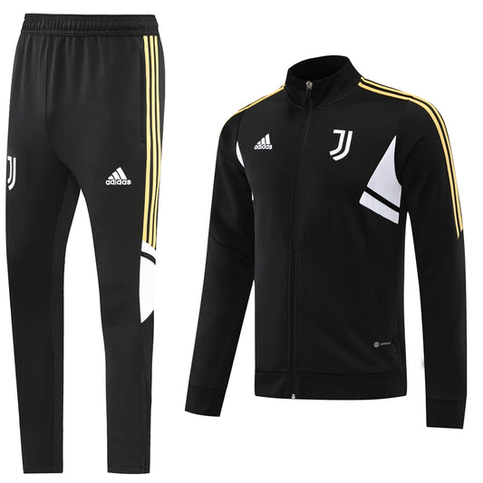 22-23 Juventus black with white full zipper jacket tracksuit