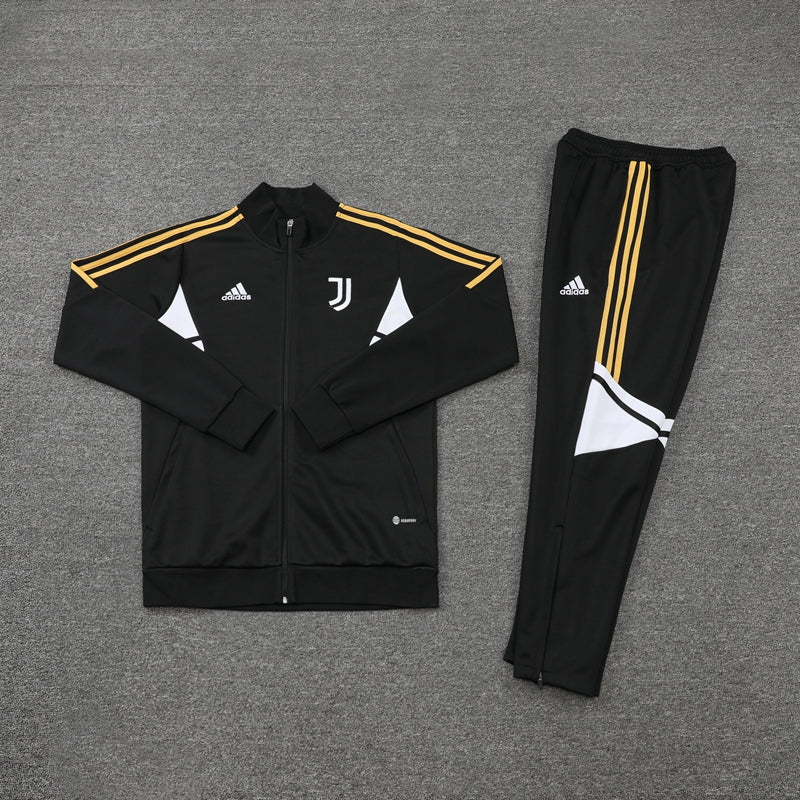 22-23 Juventus black with white full zipper jacket tracksuit