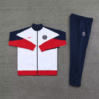 24-25 PSG white with navy blue and red full zipper jacket tracksuit