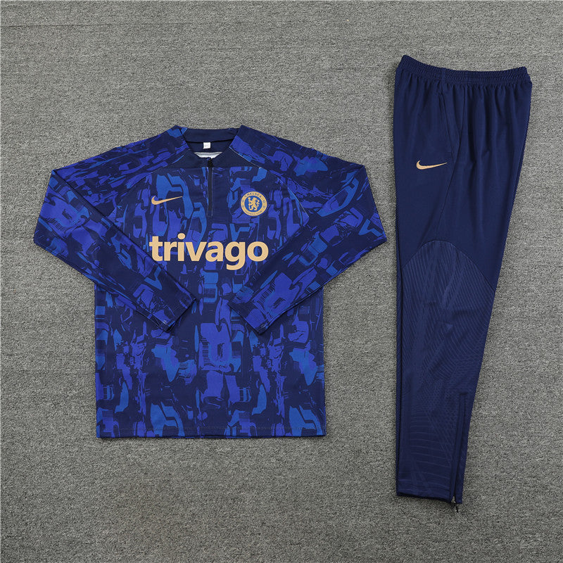 23-24 Chelsea blue half zipper training tracksuit